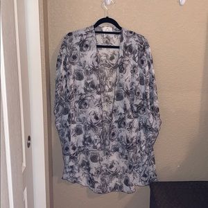 Gray Floral Kimono